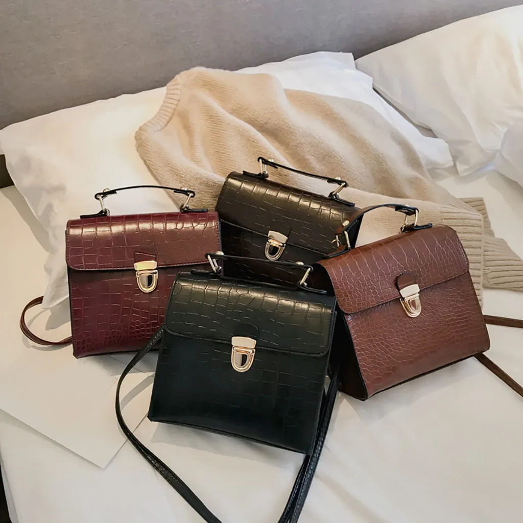 Женская винтажная сумка с крокодиловым узором мессенджер через плечо|Сумки