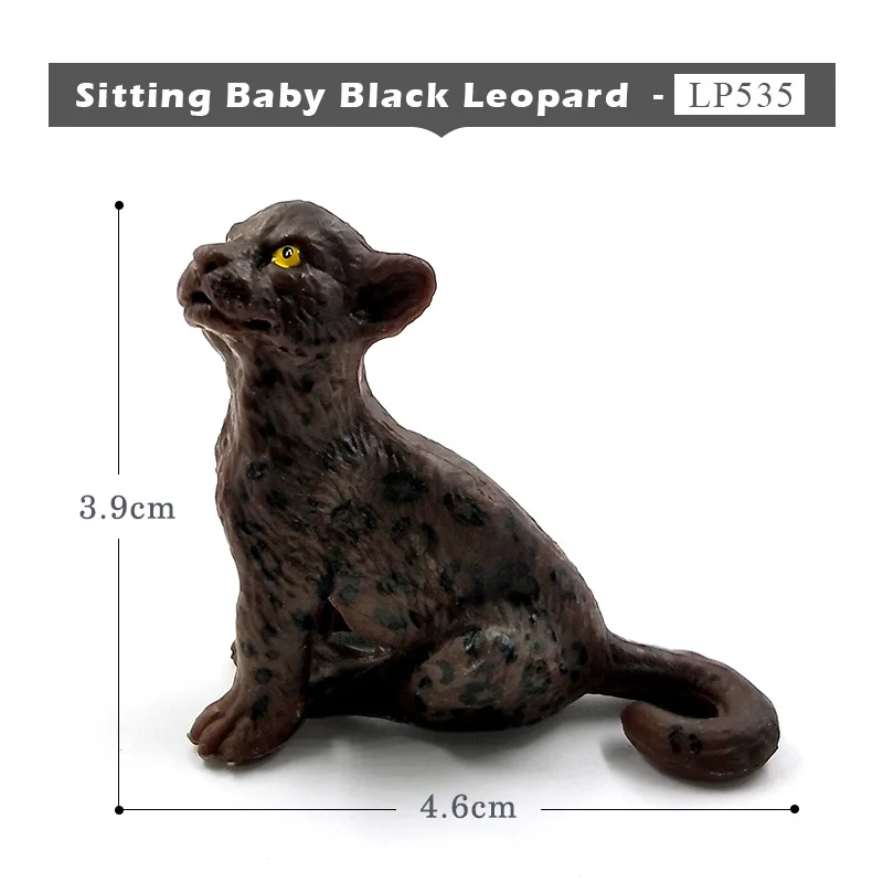 Sitting Black Leopar Имитация мини детская черная леопардовая фигурка Гепард фигурка животного модель домашнего декора миниатюрное украшение для сада в виде Феи аксессуары - Цвет: Sitting Black Leopar