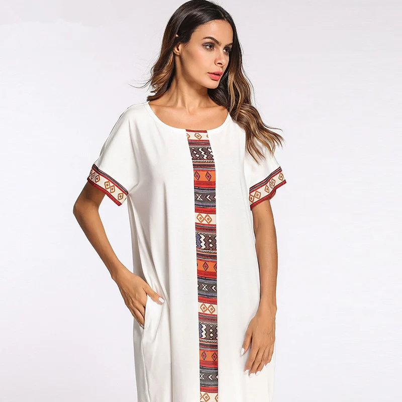 Белая Повседневная футболка длинное платье для женская летняя обувь 2018 г.