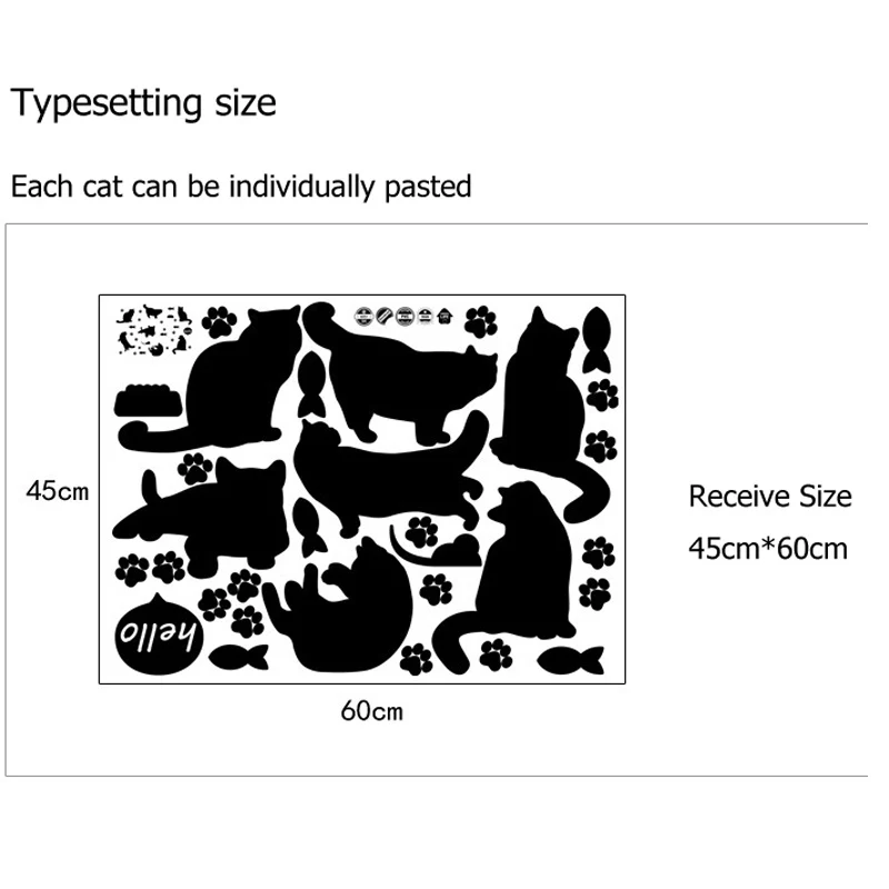 Мультяшная Милая Черная кошка Настенная Наклейка для домашнего декора Детская