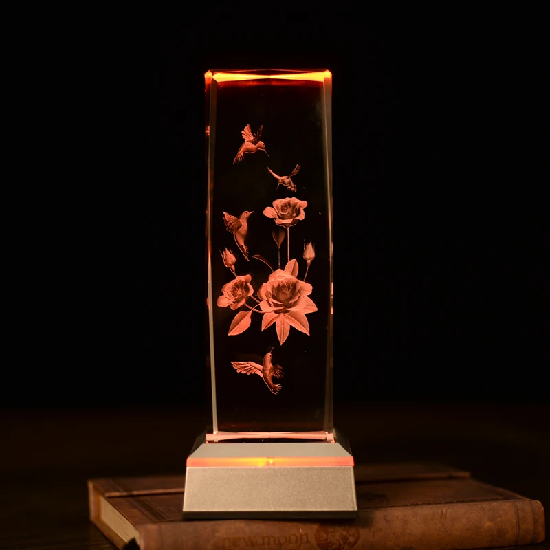 Дятел цветок лазер внутри настольные лампы удивительные 3D ночник ребенок спящий