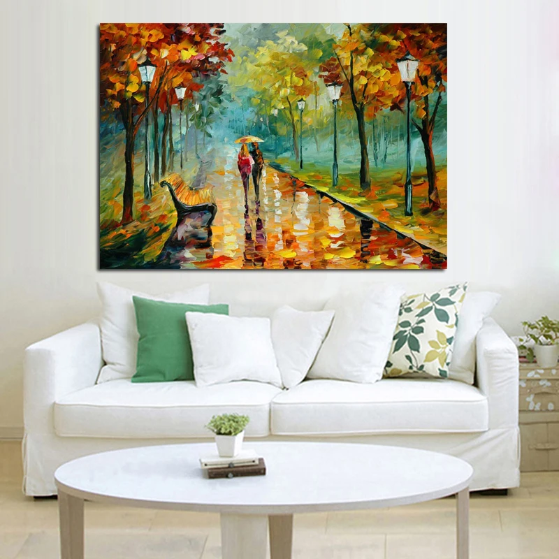 

Handpainted lovers knife Oil Painting on Canvas forest Scenery Wall Art Modern Abstract Art Oil Painting Scenery Art Home Decor