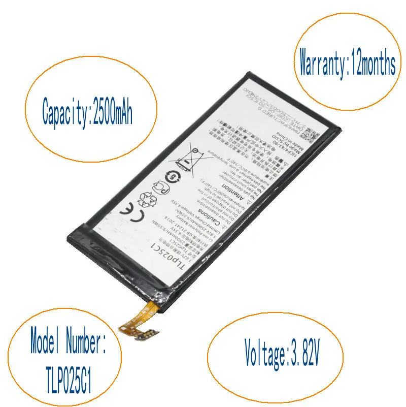 ISkyamS 5 шт. 2500 мА/ч TLP025C2 / TLP025C1 Замена Батарея для Alcatel One Touch POP 4 Plus + OT-5056D 5056D 5056A 5056W |