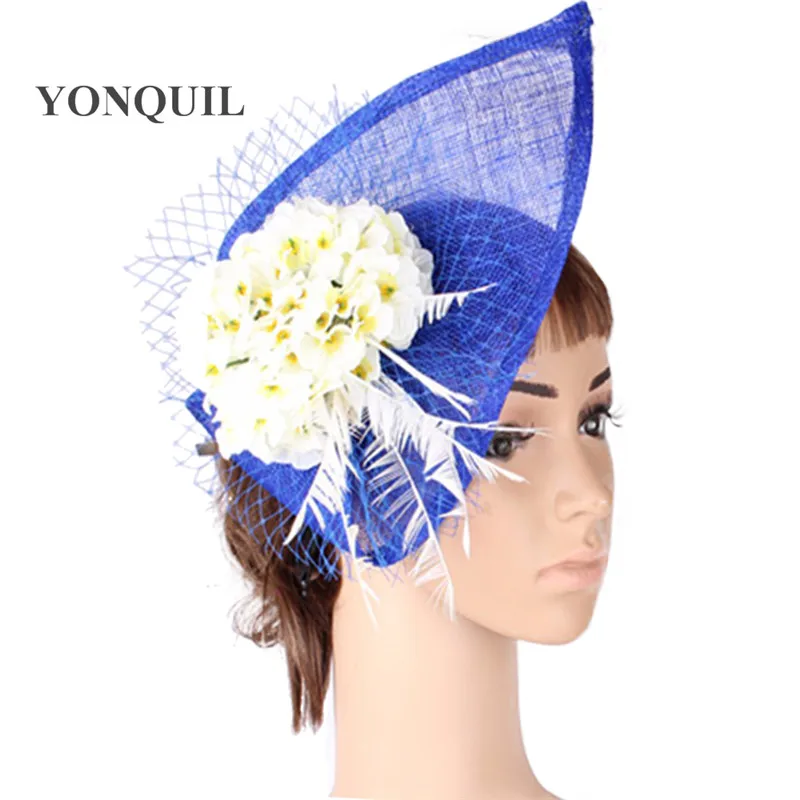 

Ladies Bride Sinamay Fascinator Hat Beauty Flower With Birdcage Wedding Headwear Headbands Elegant Bridal Hair Accessorise