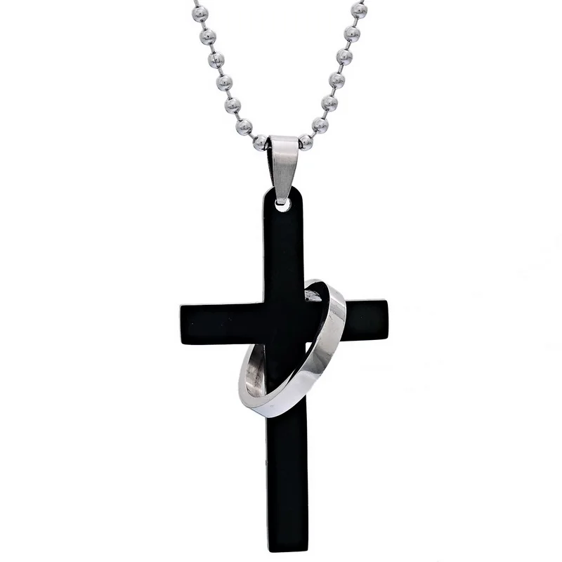 Черные молитвенные библейские круглые подвески в виде креста для ожерелья из