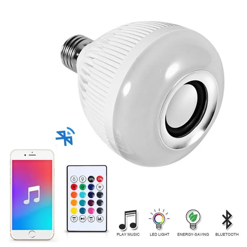 Беспроводной Bluetooth Динамик 12 Вт RGB в виде светодиодной лампы E27 светодиодный