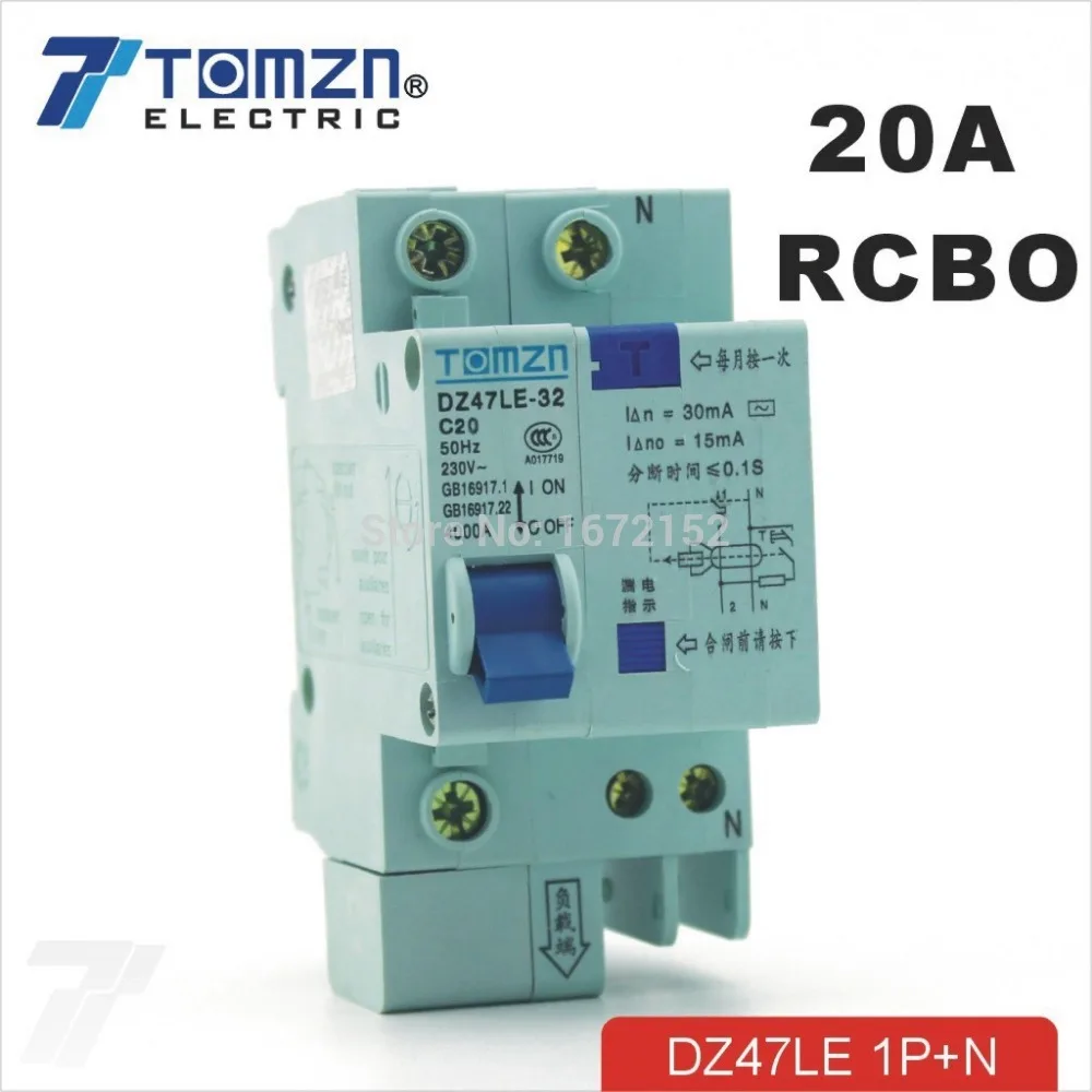 DZ47LE 1P+ N 20A 230 В~ 50 Гц/60 Гц УЗО с защитой от перегрузки по току и утечки Авко