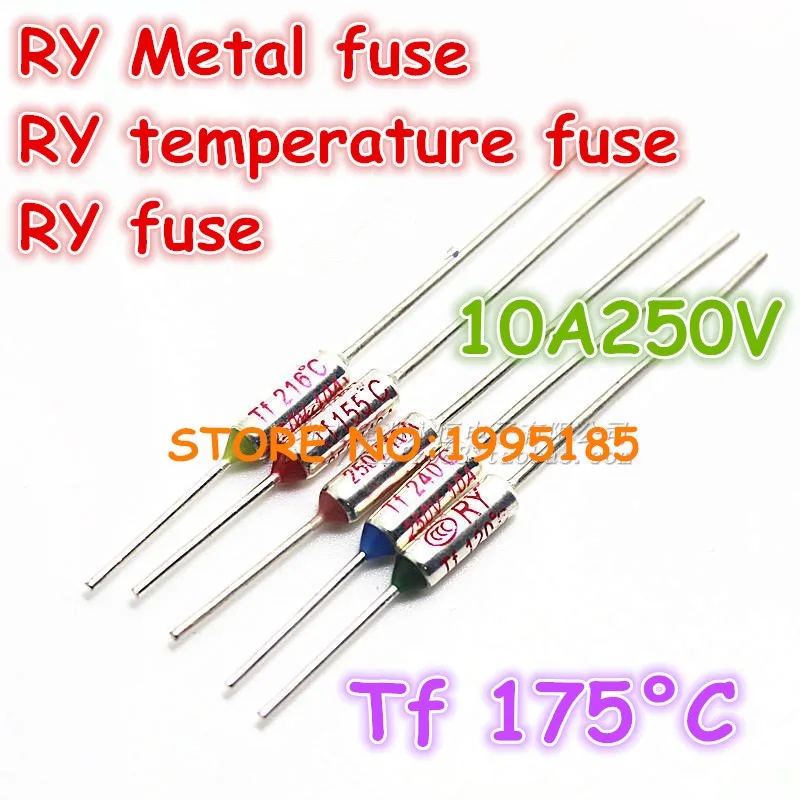 RY 50 шт./лот новый Micro тепловой плавкий предохранитель 10A250V Tf 175 градусов TF175 C мини