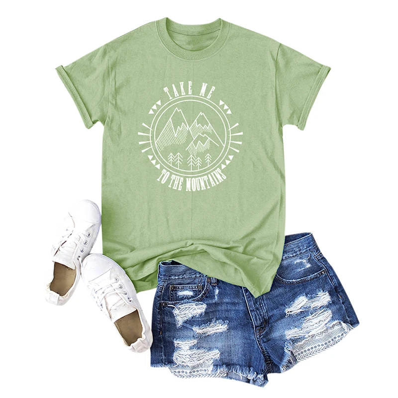 Army Green2 Летние топы, женские футболки, повседневная хлопковая Футболка с буквенным принтом, круглый вырез, короткий рукав, милые футболки, туники размера плюс 5XL - Цвет: Army Green2