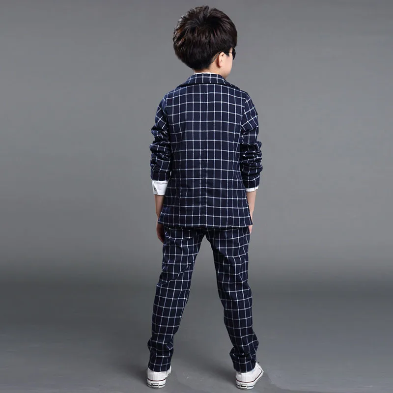 

School Kids Plaid Suit England Style Boys Formal Wedding Blazer Suit Boys Birthday Suit Brand New Year