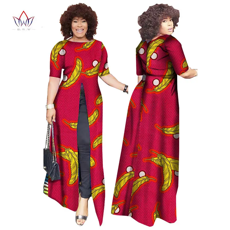Африканский dashiki африканских платья повседневные Прямые сплит печати Африканский принт хлопок Одежда Сорочка африканского Femme brw WY852