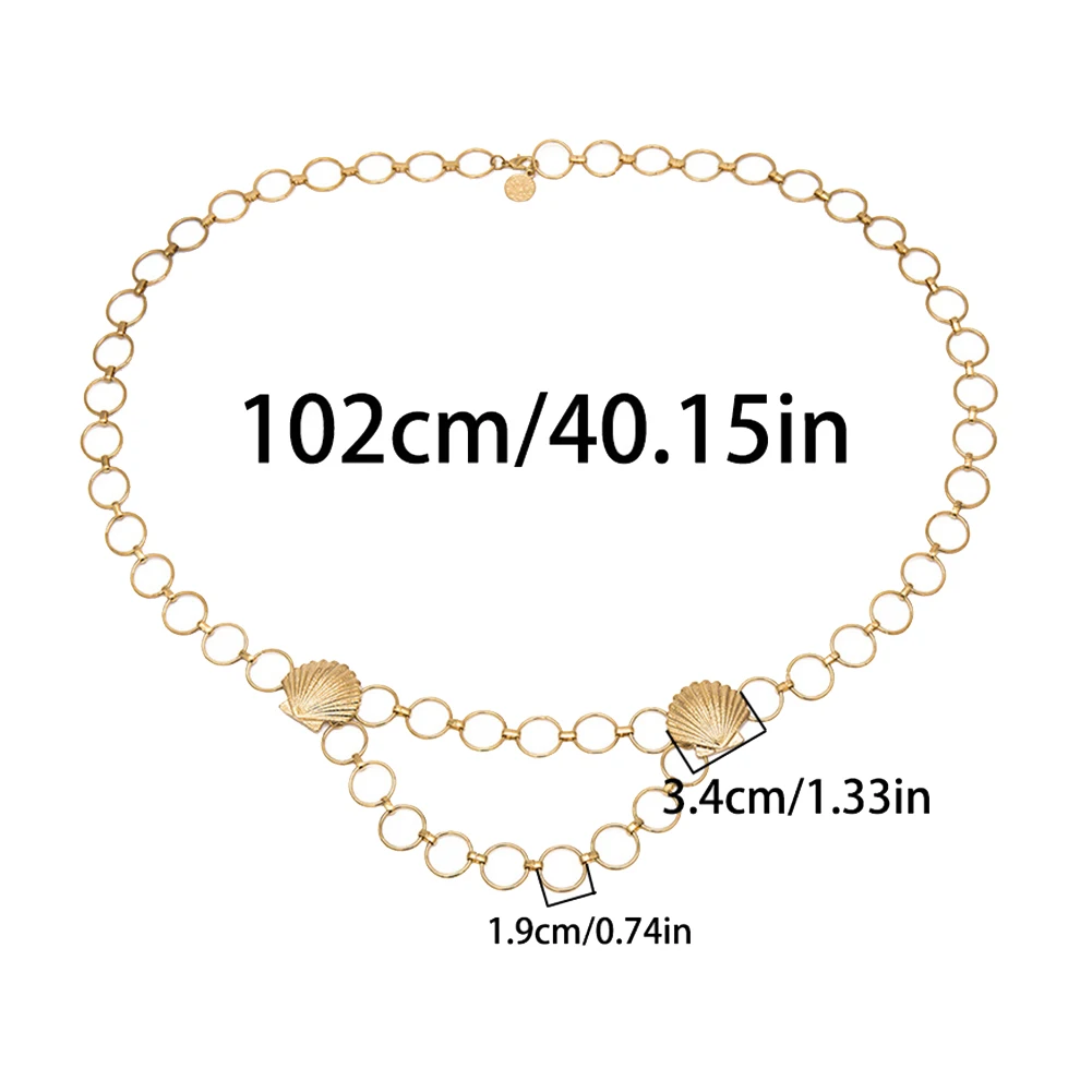 Women Scallop Waist Chain Belt Female Personality Gold Silver Circle For Dress Ladies Pendant Metal Tassel Ring Belts | Украшения и