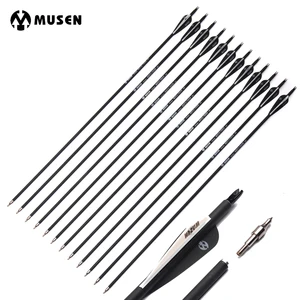 Стрела углеродная, 30 дюймов, 61224 шт., 500, с черно-белыми сменными наконечниками стрел для стрельбы из блочногоизогнутого лука