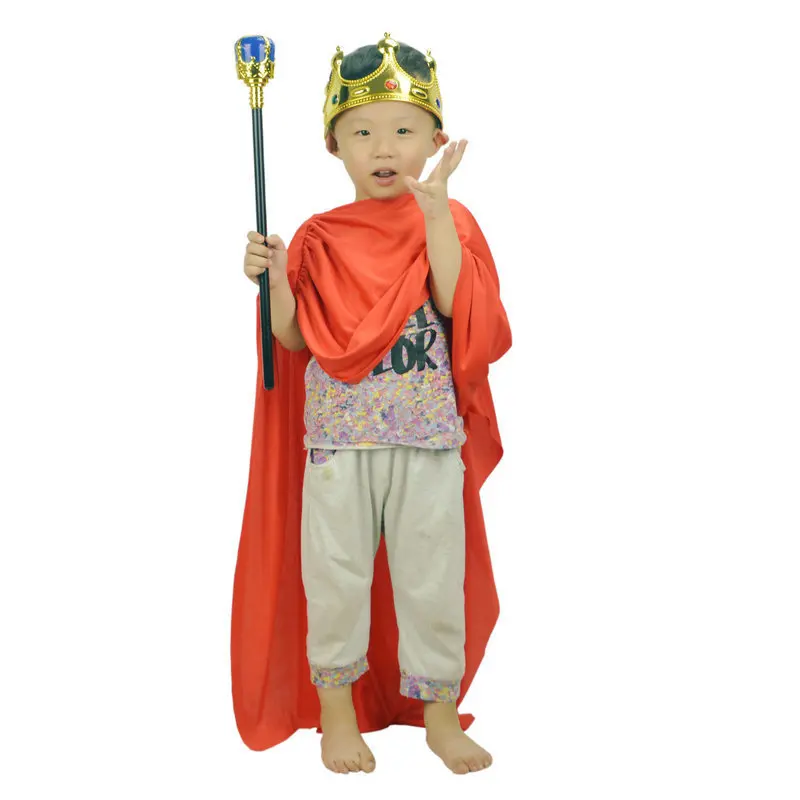 Royal Crown Sceptre Cloak Cape Kids Adult King Queen Costume Halloween Party Cosplay Props| |