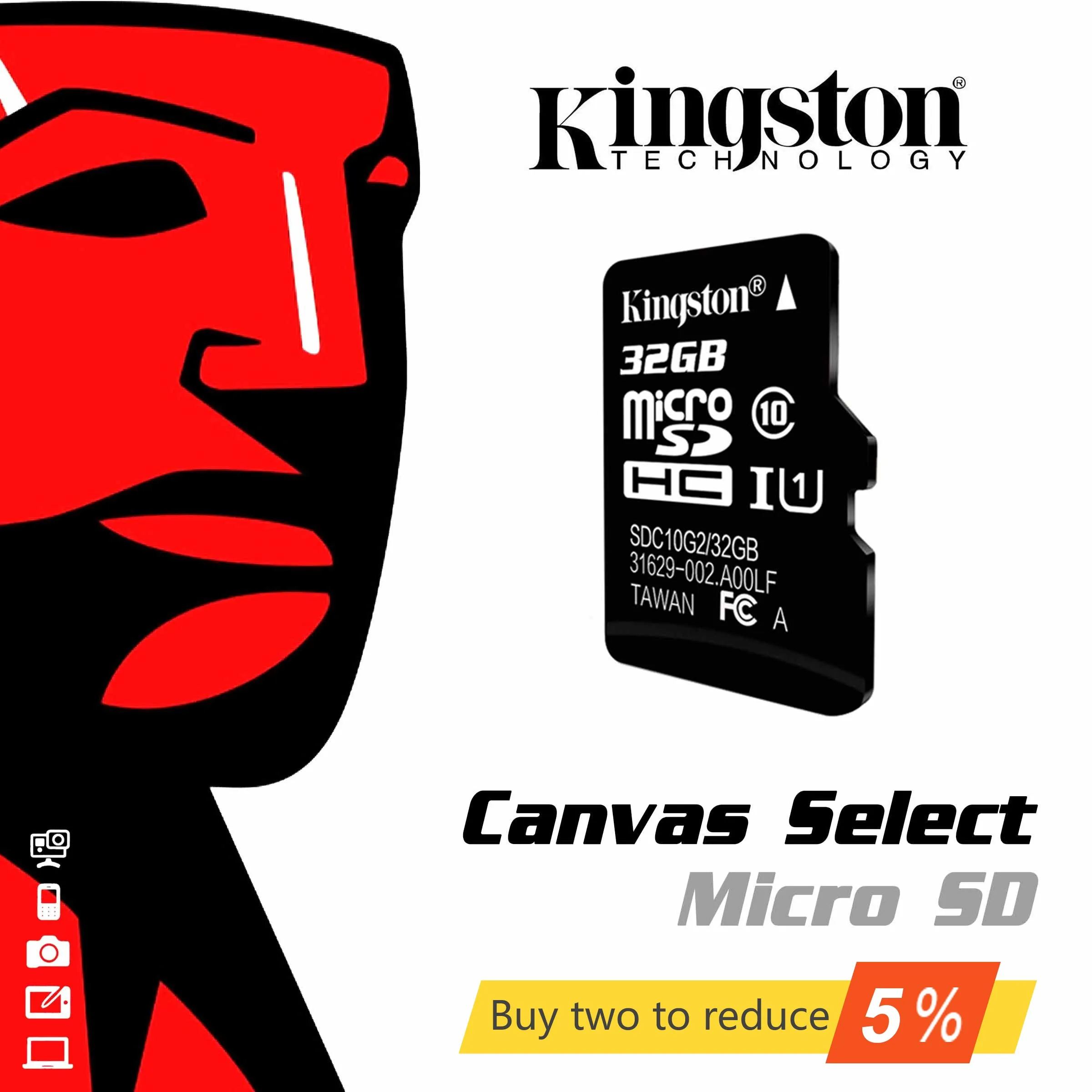 Карта памяти Kingston Class 10 Micro SD 32 ГБ 8 16 64 128 ГБ|micro sd card 32gb|tf 32gbsd 32gb |
