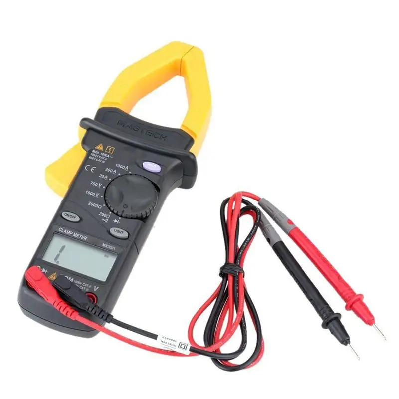 MASTECH MS2001C 3 1/2 цифровой клещи AC DC Ампер Вольт Ом измеритель температуры тестер
