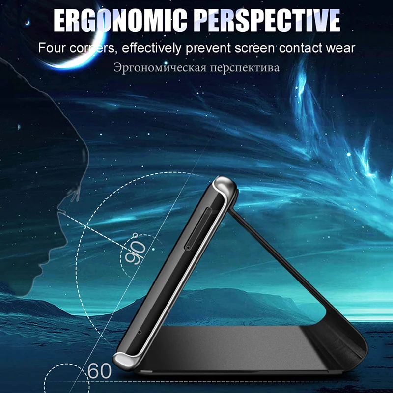 Прозрачный зеркальный флип-чехол для телефона XiaoMi RedMi Note 7 PC противоударный чехол
