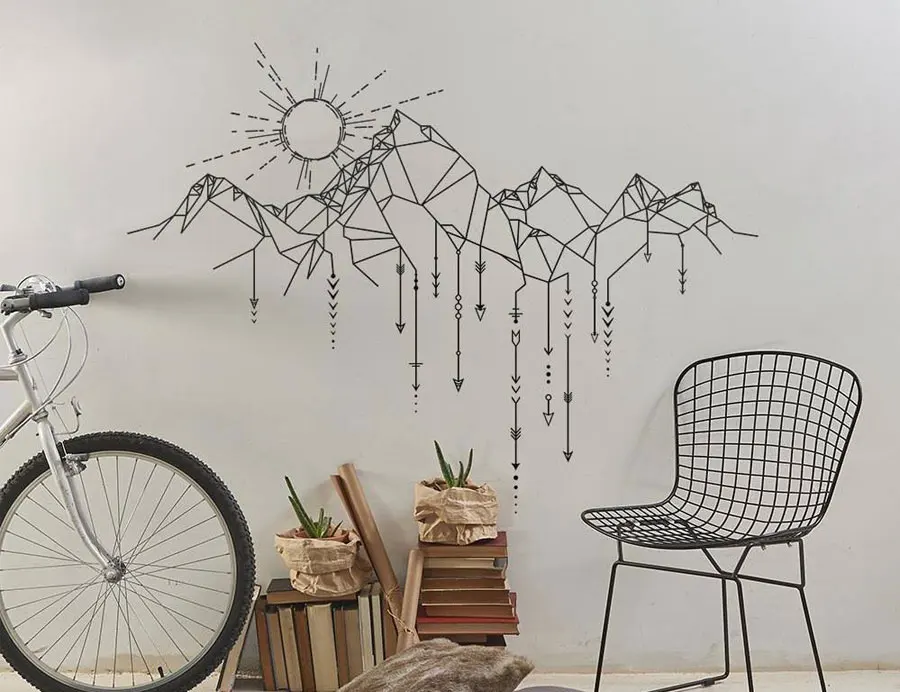 Геометрическая горная Солнечная стрела похлопывающая Наклейка на стену