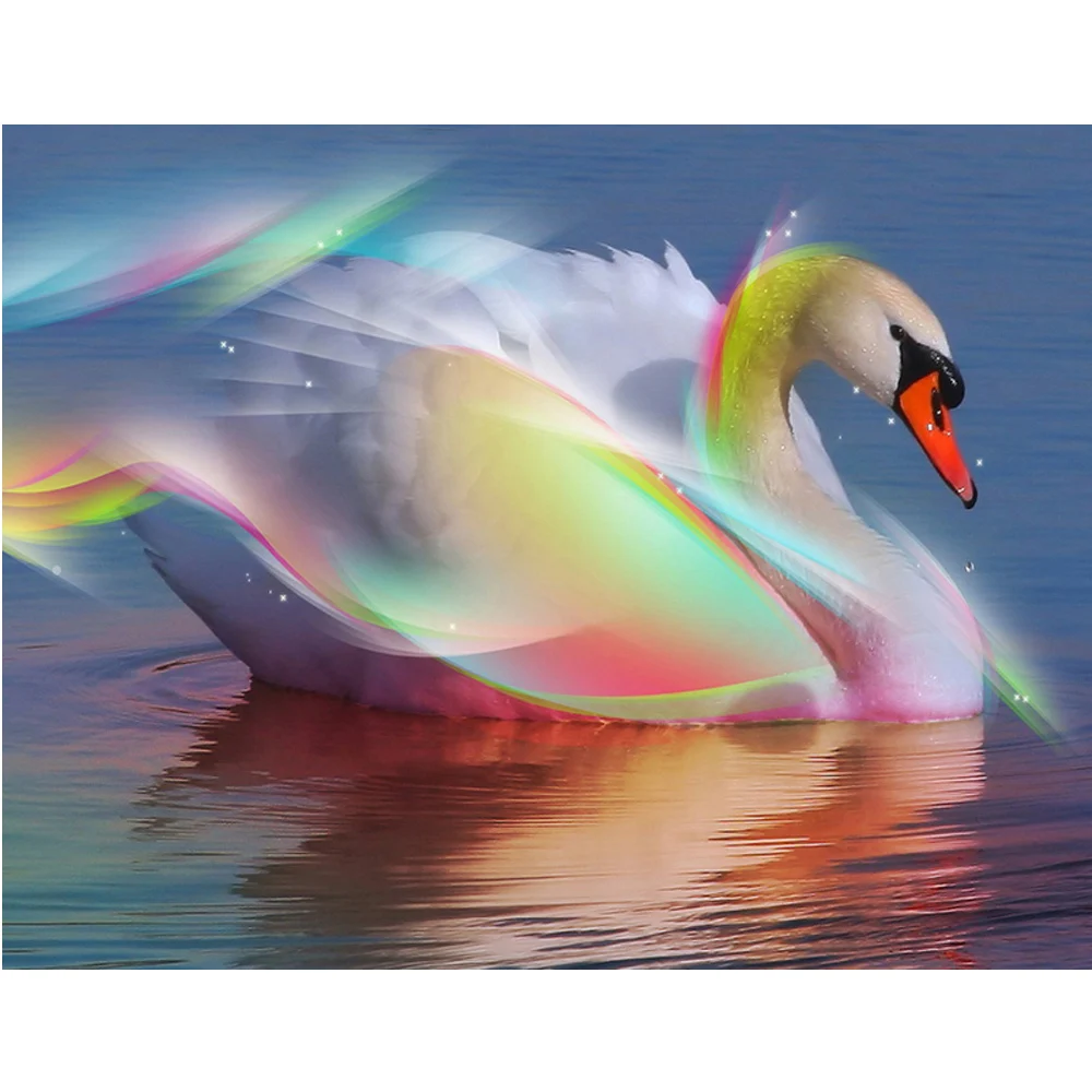 

DIY Diamond Paintings Color Swan Cross Stitch Resin Needlework Home Decor Rhinestone Mosaic Diamond Embroidery Square/round