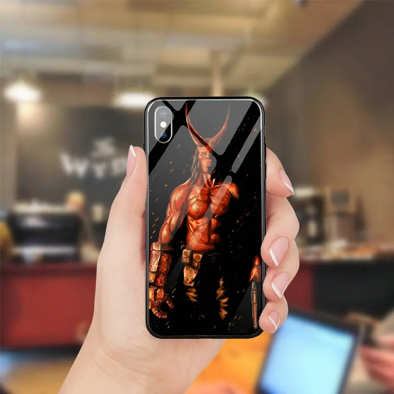 Tempered Glass Phone Cover Cases for iPhone 5 5S SE 6 6S Plus 7 8 8Plus X XR XS Max Fundas Coque Hellboy Movie Artwork | Мобильные