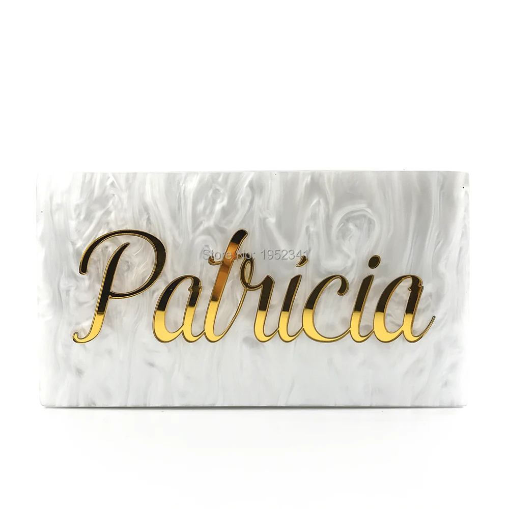 

OC3948 High quality gold mirror letter women custom acrylic name bag