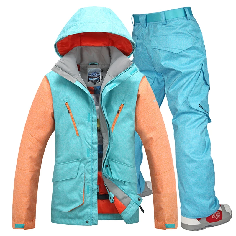 Gsou снег сноуборд куртка мужская Снежная одежда лыжная + брюки наборы