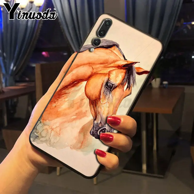 Yinuoda Лошадь Животное черный мягкий чехол силиконовый для телефона huawei p20lite nova3i