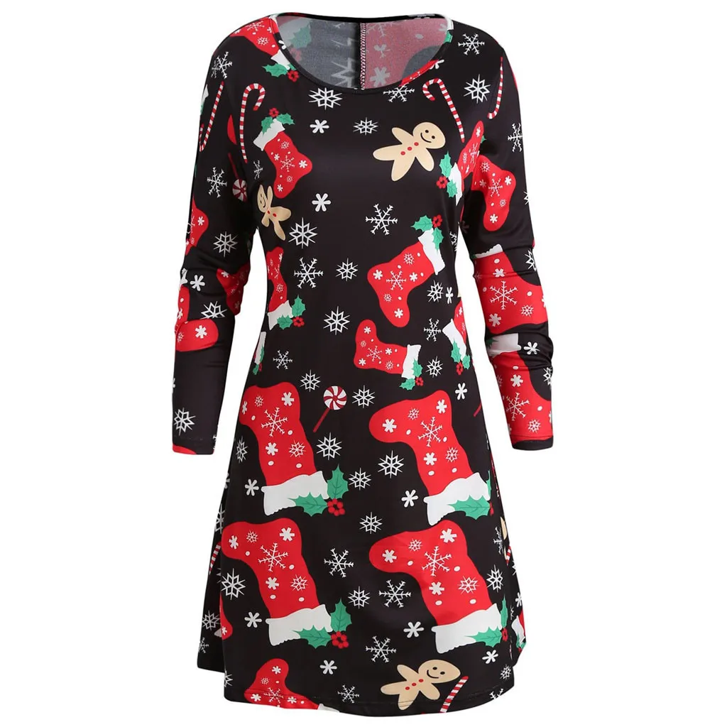 Бесплатная доставка женское рождественское платье с принтом страуса вечернее