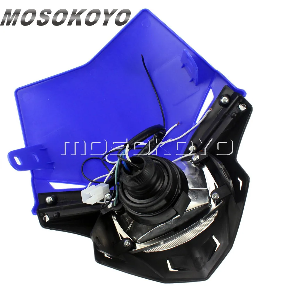 Фары для мотокросса Байк фара ENDURO для Yamaha YZ250 WR450 YZ125 YZ80 85 светодиодный версия индикатор голубого цвета