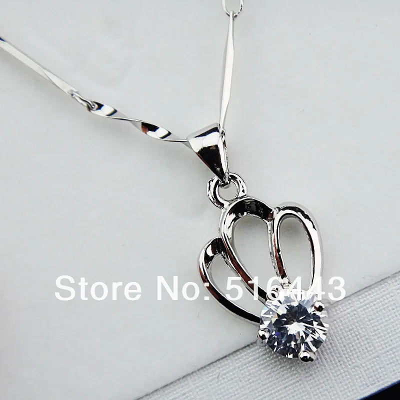 3pcs Charms Silver White Gold plated AAA+ Cubic Zircon Fashion Women Crown Necklaces Pendants Wholesale Fine Jewelry A-849 - купить по