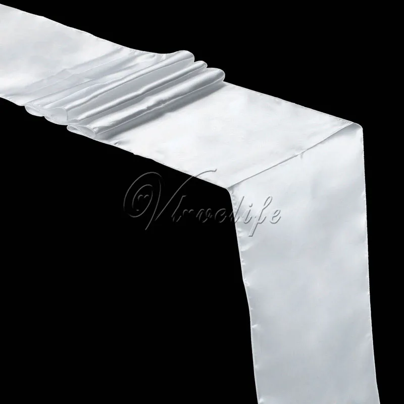 Бесплатная доставка 10 шт белые атласные настольные дорожки 12 &quotx 108&quot Свадебные