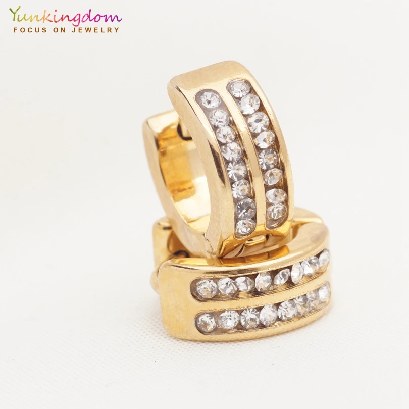 Женские серьги обручи Yunkingdom маленькие из нержавеющей стали с кубическим