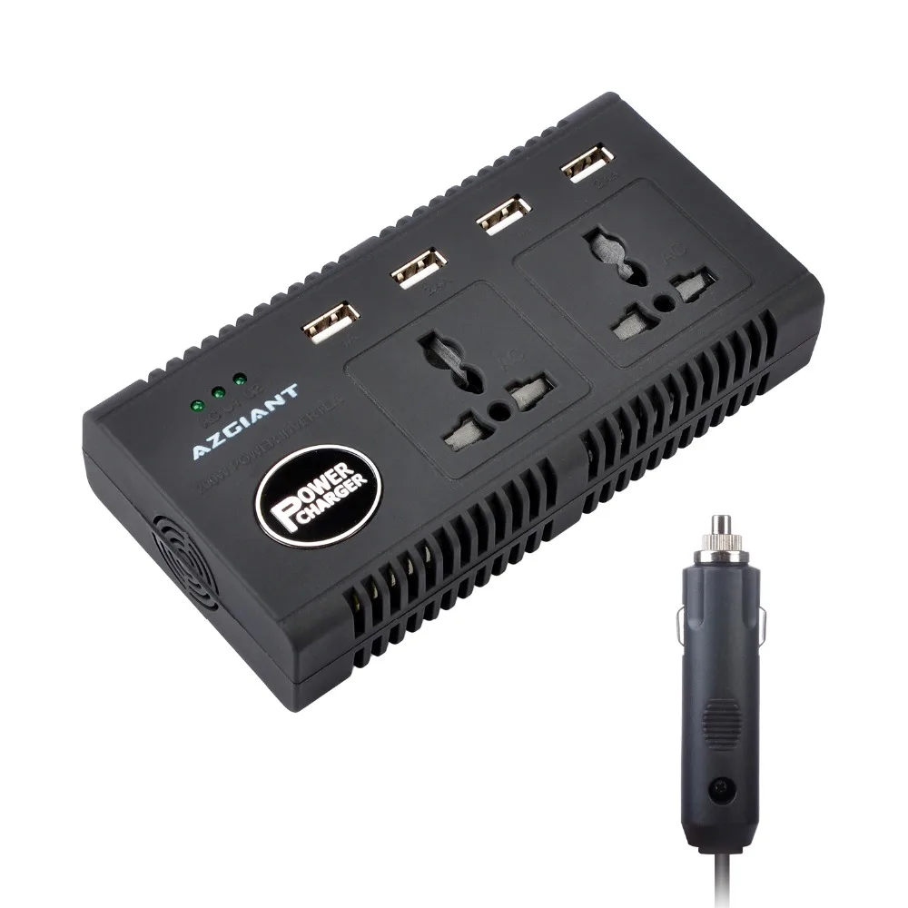 AZGIANT мощность 200 W Инвертор DC 12 В к AC 220 автомобильный преобразователь с 4 Порты и