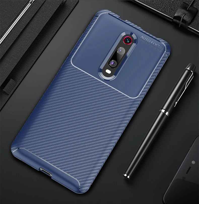 blue Чехол для Xiao mi Red mi K20 Pro mi 9T Pro mi 9T K20, чехол, роскошный армированный бампер, мягкий силиконовый карбоновый гелевый Чехол из ТПУ - Цвет: blue