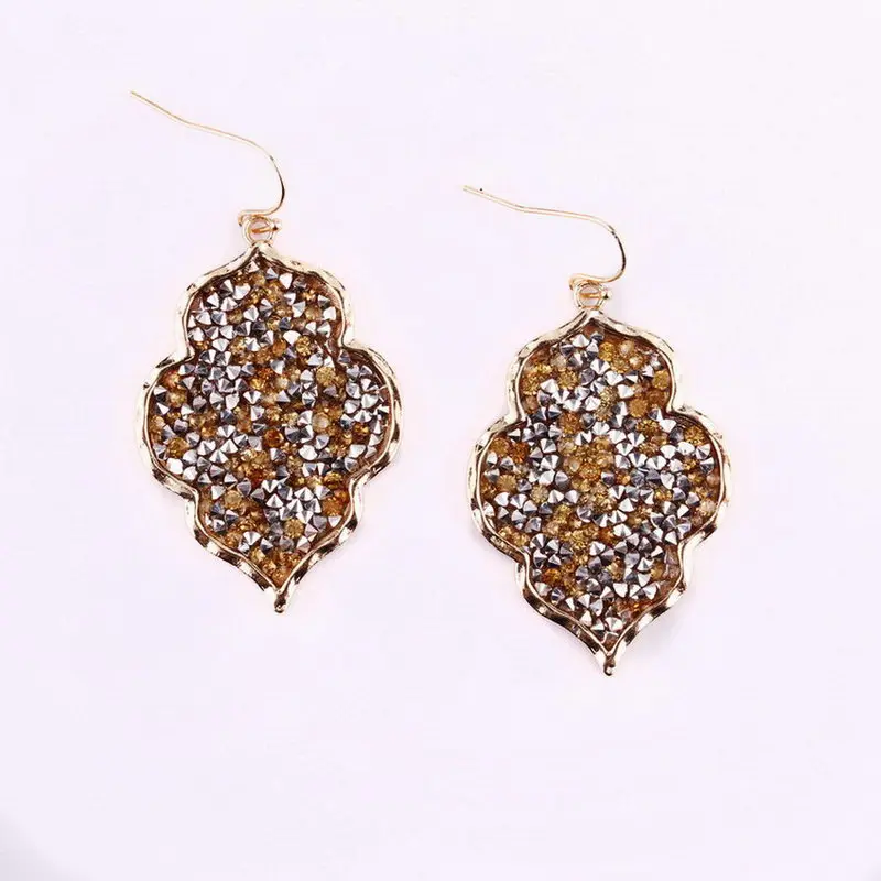 E3617 Gold Gold ZWPON, марокканские серьги с кристаллами из смолы, черное сердце для женщин, модные золотые ювелирные серьги - Окраска металла: E3617 Gold Gold