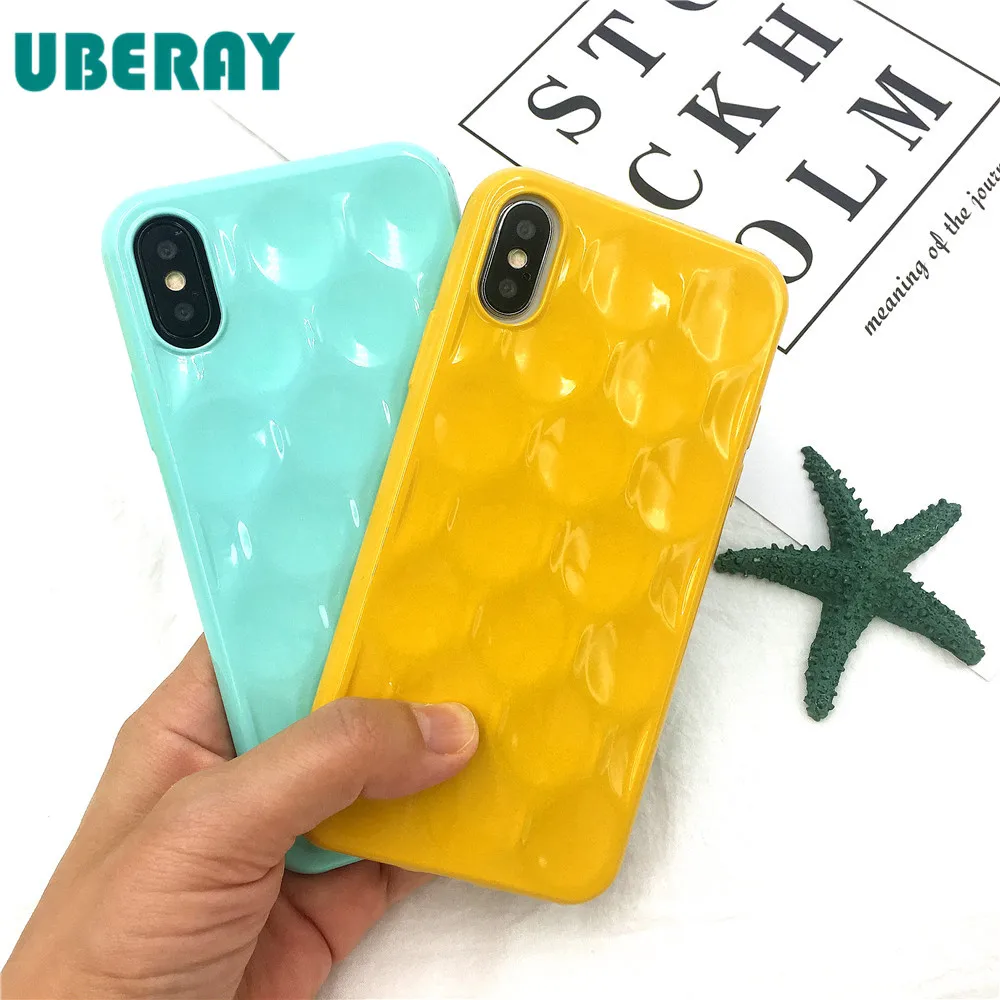 3D силиконовый чехол для iPhone 8 аксессуары яркие розовые желтые фиолетовые мягкий