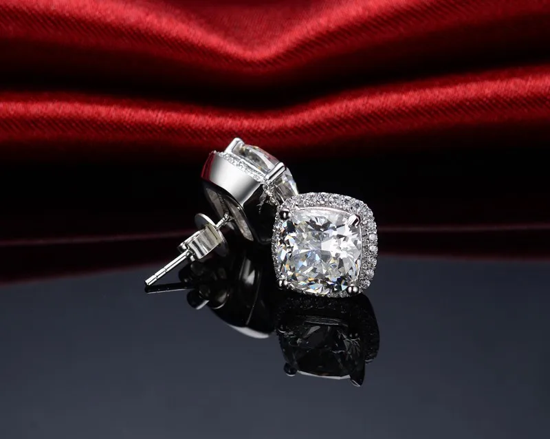 Великолепные 2Ct/шт. I-J серьги-гвоздики с бриллиантами, одноцветные 925 пробы серебряные ювелирные изделия, никогда не выцветают, подарок на день Святого Валентина