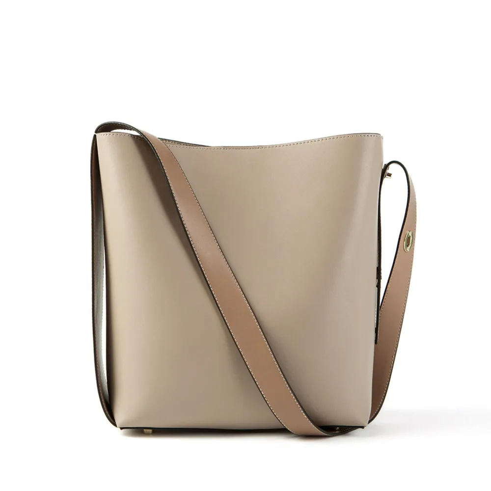 Контрастная сумка-ведро из натуральной кожи женская модная трендовая цветная