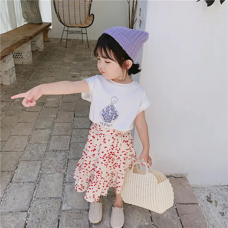 2019 Summer New Arrival korean style cotton cartoon printed all-match short sleeve t-shirt for cute sweet baby girls and boys | Мать и