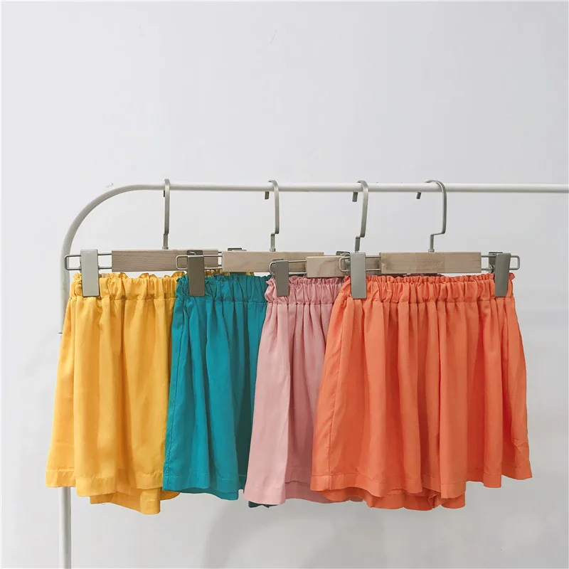 

WLG girls summer casual shorts kids girl solid blue pink yellow orange ruffle short baby all match pants