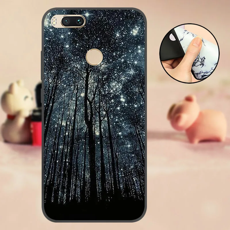 For Mi A1 Phone Back Cover Xiaomi 5X Case Black MiA1 TPU Capa A 1 Mi5X Silicone Soft Flowers | Мобильные телефоны и