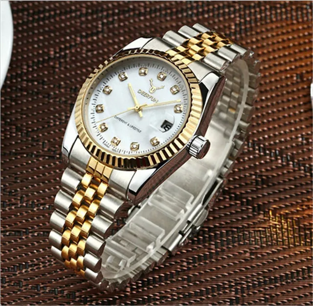 4 Роскошные золотые часы для мужчин Rolexable ободок сапфировое стекло нержавеющая сталь ремешок для женщин кварцевые наручные часы может плавать - Цвет: 4