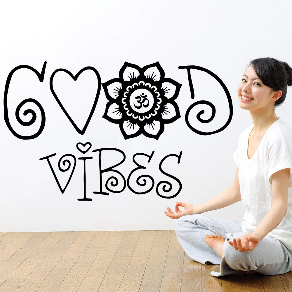 Наклейка на стену Good Vibes Мандала марокканский узор Намасте индийский студии йоги