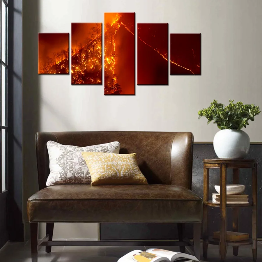Настенный плакат с изображением красного огненного леса настенные картины
