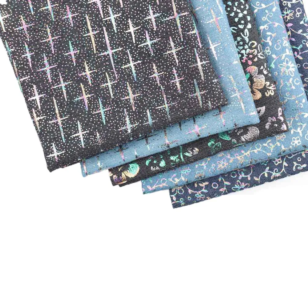 40*50 см хлопковой джинсовой ткани в виде вьющегося стебля с цветами с принтом "сделай сам" Кукла материалы Новогодняя одежда швейная фурнитура для аппликаций, для детского постельного белья
