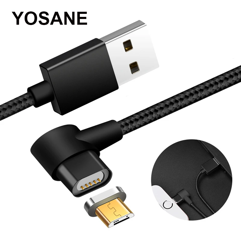Магнитный зарядный кабель Micro USB 1 м 90 градусов шнур для быстрой зарядки провод