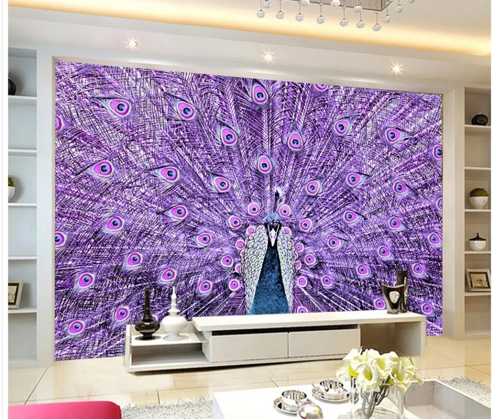 Пользовательские 3d обои Европейский Стиль Современный Красивый павлин открытый