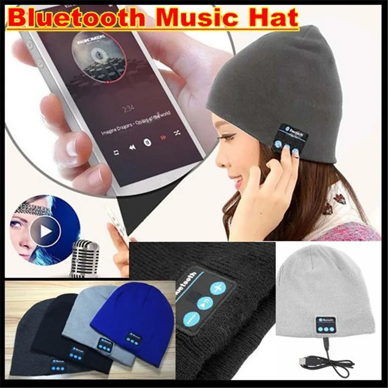200 шт.! Вязаная зимняя шапка с Bluetooth V4.2 гарнитура Mp3 колонка микрофон волшебная