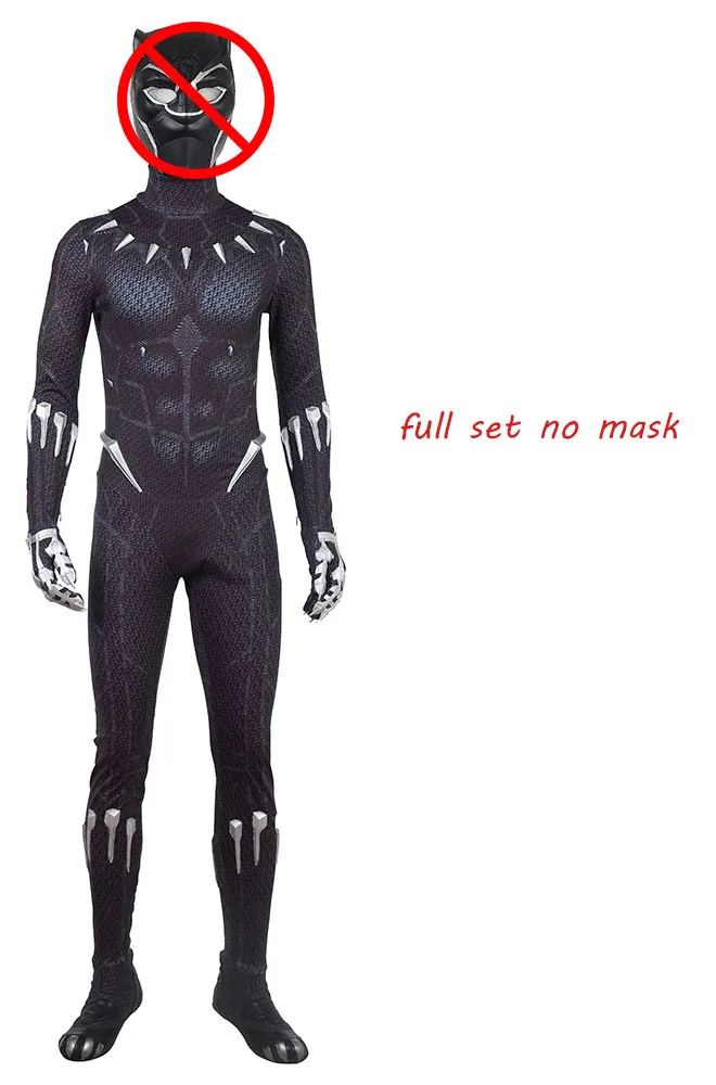 full set no mask Черная пантера косплей костюм Мстители 3 Черная печать Черная пантера боди для взрослых мужчин Хэллоуин Вечерние - Цвет: full set no mask