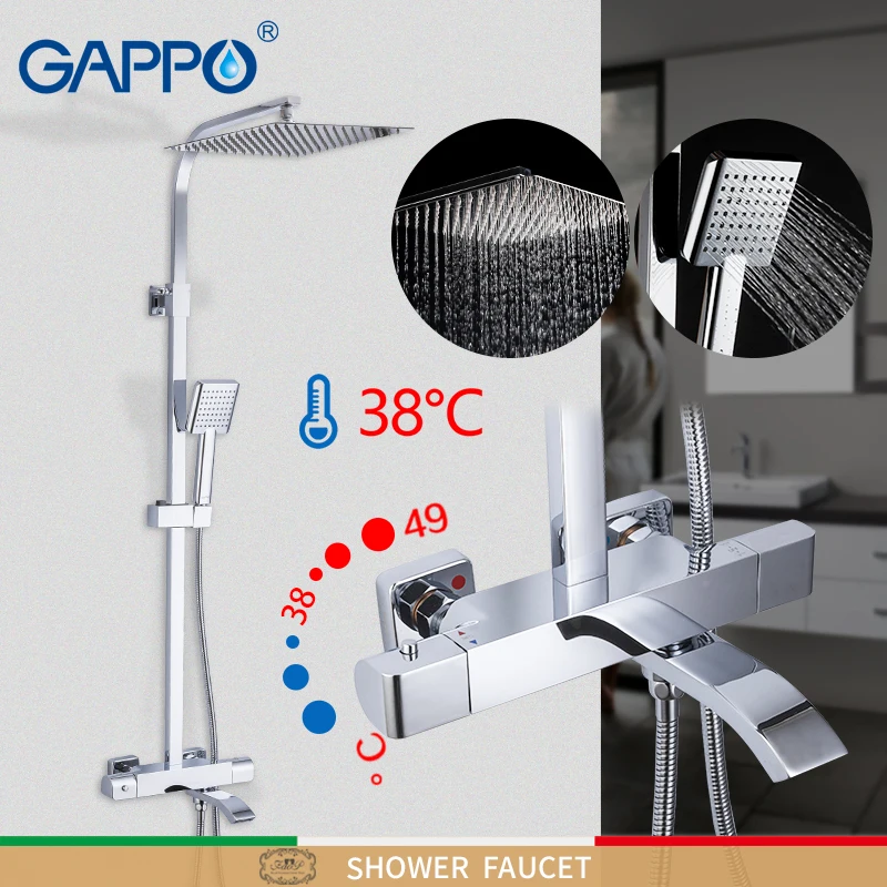 

Gappo Shower Faucet Set Thermostatic Bathroom Mixer Wall Mounted Rainfall Tap Shower System Torneiras Do Banheiro Ducha G2407-40